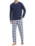 Vlazom Pyjama Homme Hiver Ensembles de Pyjama Chauds Pyjama Polaire Homme Manche Longue Ensemble de Literie Deux,S,Bleu