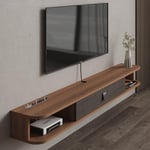 Étagère Murale TV flottante en bois, Suspendu Support Armoire with Doors, Meuble Etagere TV avec Rangement