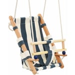 Inlife - Balançoire pour bébé avec ceinture de sécurité Coton Bois Bleu