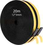 Bande D'Étanchéité Autocollante Pour Portes Et Fenêtres-20 M-En Caoutchouc Mousse-12 Mm (L) X 3 Mm (D)-Joint D'Étanchéité Autocollant Pour Collision, Isolation Acoustique