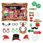 25pc Christmas Photo Booth Props Novelty Selfie Frame & Photobooth Props Xmas