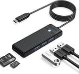 Hub USB 3.0, Hub USB C avec Lecteur de Cartes SD/TF, Mini USB 3.0 à 3 Ports, Multiport USB pour MacBook Pro/air, iMac, Notebook PC, Flash Drive, HDD, Caméra, Keyboard, Mouse(1,8 M, Noir).[S1530]