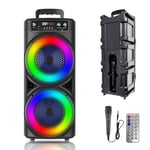 6000W Portable Bluetooth Party Speaker Sub Woofer Heavy Bass Sound System & MIC