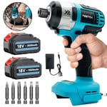 Pilote d'impact, sans fil brushless impact Rig Driver, tournevis électrique avec lampe de travail LED, pilote peigne inversé, batterie 2x 5.5mah et chargeur, compatible avec les batteries Makita