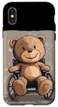 Coque pour iPhone X/XS Ours en peluche en fauteuil roulant pour garçons et filles