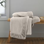 Catherine Lansfield Velvet And Faux Fur Soft 150x200cm Blanket Throw Natural