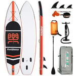 FunWater Stand Up Paddle Board Gonflable Planche De Surf Sup Planche De Surf Complète Accessoires Pagaie Réglable,Pompe,Sac À Dos De Voyage,Corde De Sécurité,Housse Étanche pour Téléphone Portable