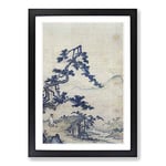 Big Box Art Viewing The Moon by Ma Yuan Framed Wall Art Picture Print Ready to Hang, Black A2 (62 x 45 cm)