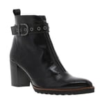 Bottines FEMME Dorking en cuir noir vernis à talon décroché haut et fermeture zippée