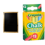 Chalkboards UK WC311, Large Framed Blackboard, Wood, Black, A1 & CRAYOLA Anti-Dust Coloured Chalk - Assorted Colours | Smooth Texture Makes Writing & Drawing on Blackboards Easy!