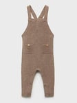 Mango Baby Unisex Knitted Dungarees - Brown, Brown, Size Age: 9-12 Months