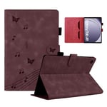 LSPCASA Coque Tablette Samsung Tab A9 Motif Papillon Housse Tablette Samsung Tab A9 Étui Protection Compatible avec Samsung Galaxy Tab A9 8.7 SM-X110/X115 Rouge