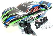 Traxxas Rustler BL-2S 1/10 Truck Body Shell Green & Blue Clipless + Mounts XL-5