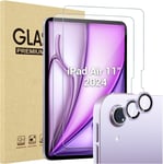 Verre Trempé pour iPad Air 112024, 2 Protection Écran + 2 Protection d'Objectif Photo, Film Protection Screen Protecteur, Anti Rayures sans Bulles -Violet