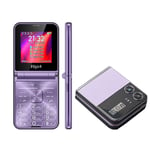 UNIWA F265 clavier telephone pliant 2.55 pouces 4 SIM 1400mAh camera Bluetooth FM Radio 2G fonction telephone Violet