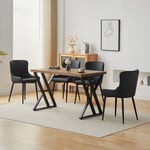 5 Piece Industrial Style Dining Set Table and 4 Chairs Oak Effect Table top