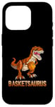 Coque pour iPhone 16 Pro BasketSaurus Dinosaure Balle T-rex Dino Jouant au Basketball