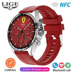 Lige-Montre Intelligente De Fitness Pour Homme,Extérieur,Positionnement Boussole,Contrôle D'accès Ndavid,Étanche Ip68,Montre Intelligente De Santé,400mah, - Type Red