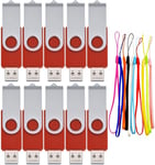 Clé USB 2.0 16 Go Lot de 10 Cles USB Disque Flash USB Pivotante Clef USB 16Go Mémoire Stick pour PC Couleur Rouge Pen Drive avec Cordes by.[Y274]