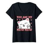 Femme You Are My Meow Meow Chat Humour Saint Valentin Cadeau T-Shirt avec Col en V