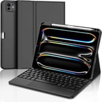 Clavier Pour Ipad Pro 11 Pouces 2024 M4 Avec Pavé Tactile,Étui Clavier Ipad Pro 11,Azerty Français Bluetooth Magnétique Amovible Tablette Sans Fil Clavier Coque Pour Ipad Pro 11"",Noir