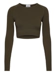 Aim´n Ribbed Seamless Crop Long Sleeve Grön