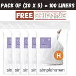 Simplehuman Code h size H Bin Liners H 30L 35L White bin bags Size H Pack of 60