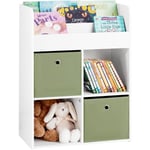 KMB79-W Bibliothèque pour Enfant, Étagère de Rangement pour Jouets et Livres, Meuble de Rangement pour Chambre d'Enfants avec 3 Étagères, 4