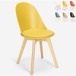 Ahd Amazing Home Design - Chaise de cuisine et salle à manger avec coussin design scandinave en bois Bib Nordica Couleur: Jaune