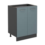 Vicco - Meuble bas de cuisine R-Line, Bleu-gris, 60 cm , pt Anthracite