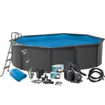 Poolpaket Swim & Fun Pool Basic 120 Oval Antracitgrå