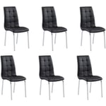 Homy France - Lot de 6 chaises emma simili cuir Noir