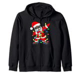 Black African American Santa Claus Christmas pajamas 2023 Zip Hoodie