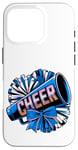 Coque pour iPhone 16 Pro Mégaphone Bleu et Pompons de l'Équipe de Cheerleading