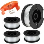 Nylon spole Reservdel för Black and Decker A6481 A6485 AF-100 trimmer (linlängd 9,1 m diameter ⌀ 1,65 mm) (Black & Decker AF-100, 4 stycken)