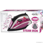 2000W ELECTRIC COMPACT STEAM SPRAY IRON PURPLE STAINLESS STEEL NON-STICK WATT