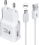 Kit Chargeur Adaptive Charge Rapide Compatible Avec Samsung Galaxy S7 Edge S6 Edge S4 S3 A6 J7 J6 J5 J3 Note5/4/2 Tab S Tab S2, Chargeur Afc Usb 2.0 Chargeur Rapide Mâle Et Câble Micro Usb 1.5m