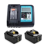 2X 18V 5.0Ah BL1850B Batterie avec Chargeur 3A DC18RC pour Makita BL1850 BL1830 BL1840 BL1860 18 Volt LXT LXT400 Batterie DC18RA avec LED