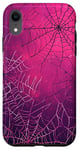 Coque pour iPhone XR Rose Pop Art Ethnique Halloween Motif Toile d'araignée Violet