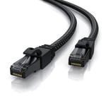 0,25m Câble réseau Cat 7 RJ45 - Câble LAN Gigabit Ethernet 25cm, Gaine en pvc et en tissu tressé Noir, 10Gbps, Câble de patch 600Mhz - S/FTP PIMF, Modem routeur Switch PC Box - Black serie