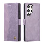 QLTYPRI Wallet Case for Samsung Galaxy S24 Ultra 5G, Vintage PU Leather Folio Case with Card Slots Kickstand Magnetic Closure Shockproof Flip Phone Cover for Samsung Galaxy S24 Ultra 5G - Purple