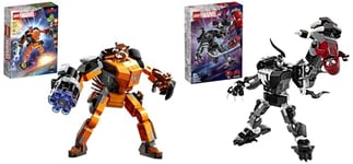 LEGO 76276 Marvel L’Armure Robot de Venom Contre Miles Morales, Jouet de Construction & 76243 Marvel Lâ€™Armure Robot De Rocket, Figurine Gardiens De La Galaxie, Jouet Raton Laveur