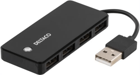 DELTACO – USB 2.0 -hubi, 4x Type A naaras, musta (UH-480)