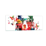 Impression sur Verre 140x50cm Tableaux Image Ours Lunettes grizzly taille basse