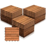 EINFEBEN 33x Dalles de terrasse en bois d'acacia Mosaïque 30x30cm Dalle clipsable 3m² balcon jardin