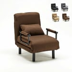 Fauteuil convertible 1 place chauffeuse en tissu Deborah Couleur: Marron