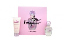 SALVATORE FERRAGAMO AMO FERRAGAMO FLOWERFUL GIFT SET 50ML EDT SPRAY + 100ML B/L