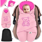 Couverture de bébé hiver avec capuche + poche Couverture de bébé universelle pour coque siège auto p.ex. pour Maxi-Cosi Römer pour buggy lit bébé