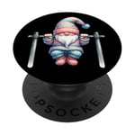 Funny Working Out Gnome With Pull-Up Bar For Fitness Lover PopSockets PopGrip Adhésif