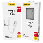 Adaptateur audio pour casque avec USB-C vers mini-jack 3,5 mm, blanc